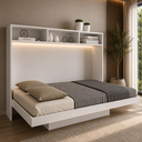 Ver imagem 1 de Cama Articulada de Casal Horizontal com Nichos e Prateleiras CM8043 Branca - Tecnomobili
