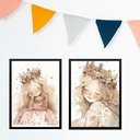 Ver imagem 1 de Kit 2 Quadros Infantis Menina Princesa 45x34cm:moldura Preta