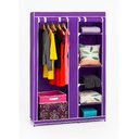 Ver imagem 1 de Armário Portátil Roxo Guarda-roupa Organizador com Cabideiro Duplo, Sapateira e Prateleiras para Qua