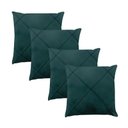 Ver imagem 1 de Kit 4 Capas para Almofada em Veludo Drapeada Quadrada Verde Escuro