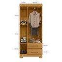 Ver imagem 5 de Guarda-Roupa Solteiro 3 Portas 2 Gavetas com Pés Saint Marrom/Carvalho Americano