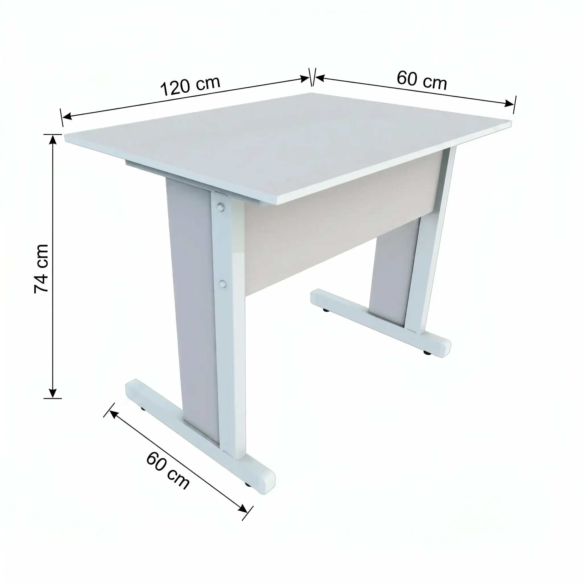 Ver imagem 3 de Mesa de Escritório com Pés de Ferro 120x60cm Studio Branco/Cristal