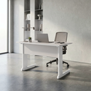 Ver imagem 1 de Mesa de Escritório com Pés de Ferro 120x60cm Studio Branco/Cristal