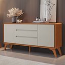 Ver imagem 1 de Balcão Buffet Ares 2 Portas 3 Gavetasnaturalle/off White - Mavaular
