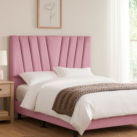 Cabeceira Estofada Solteiro 90 Cm Lizza em Suede com Frame:rosa