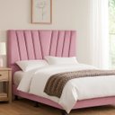 Ver imagem 1 de Cabeceira Estofada Solteiro 90 Cm Lizza em Suede com Frame:rosa