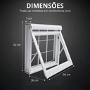 Ver imagem 3 de Vitro Banheiro 50x50 Aço Galvanizado Janela com Grade de Proteção sem Vidro Branco Lh Móveis