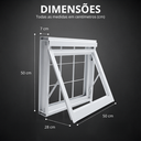 Ver imagem 3 de Vitro Banheiro 50x50 Aço Galvanizado Janela com Grade de Proteção sem Vidro Branco Lh Móveis