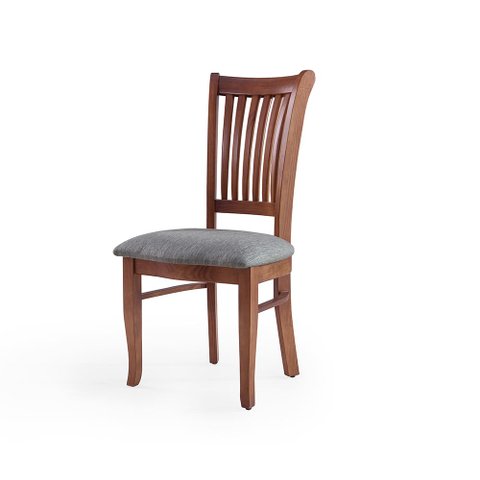 Cadeira Decorativa Sala de Jantar Madeira Maciça Bakeri Linho Cinza/Imbuia - Gran Belo