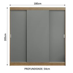 Guarda-roupa Casal Madesa Reno 3 Portas de Correr - 4