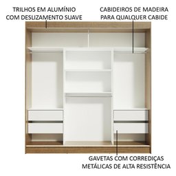 Guarda-roupa Casal Madesa Reno 3 Portas de Correr - 6