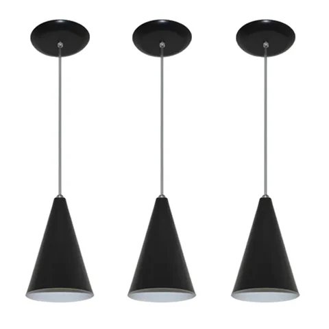 Lustre pendente Balcão cozinha Preto 03 un