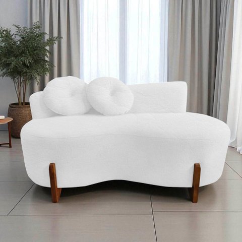Namoradeira Sofá Feijão Lounge Orgânica Couro Branco