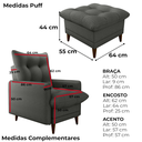 Ver imagem 4 de Poltrona de Amamentaçao e Puff Montreal Linho Vancouver Chumbo Milani Store