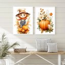 Ver imagem 2 de Kit 2 Quadros Cozinha Espantalho Abóbora 33x24cm - com Vidro:moldura Branca