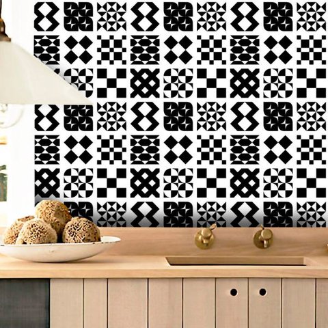 Adesivo Destacável Azulejo Átrio Preto - 10 x 10cm - 90 unidades