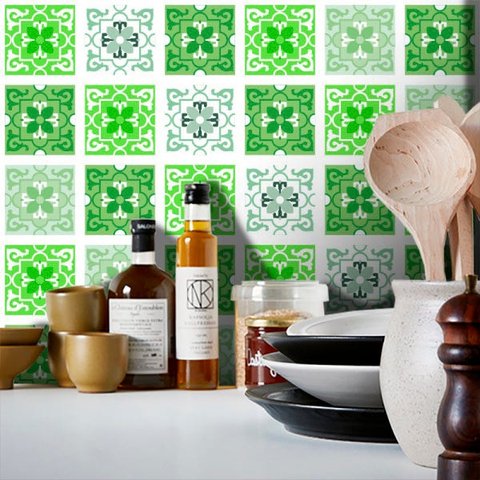 Adesivo Destacável Azulejo Berga Verde - 15 x 15cm - 36 unidades