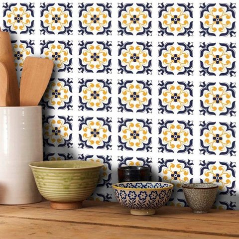 Adesivo Destacável Azulejo Braga Azul Escuro - 10 x 10cm - 90 unidades