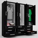 Ver imagem 5 de Guarda-Roupa Casal Dunas 6 Portas 9 Gavetas Preto - Pnr Móveis