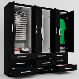 Guarda-Roupa Casal Dunas 6 Portas 9 Gavetas Preto - Pnr Móveis - 5 Guarda-Roupa Casal Dunas 6 Portas 9 Gavetas Preto - Pnr Móveis - 5