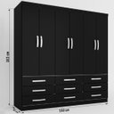 Ver imagem 4 de Guarda-Roupa Casal Dunas 6 Portas 9 Gavetas Preto - Pnr Móveis