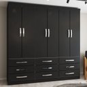 Ver imagem 1 de Guarda-Roupa Casal Dunas 6 Portas 9 Gavetas Preto - Pnr Móveis