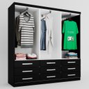 Ver imagem 3 de Guarda-Roupa Casal Dunas 6 Portas 9 Gavetas Preto - Pnr Móveis