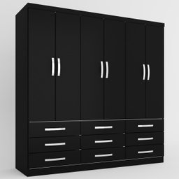 Guarda-Roupa Casal Dunas 6 Portas 9 Gavetas Preto - Pnr Móveis - 2 Guarda-Roupa Casal Dunas 6 Portas 9 Gavetas Preto - Pnr Móveis - 2