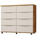 Ver imagem 1 de Comoda 8 Gavetas com Rodizios 121 cm Athenas Cedro Areia Rudk