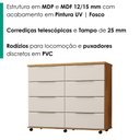 Ver imagem 5 de Comoda 8 Gavetas com Rodizios 121 cm Athenas Cedro Areia Rudk