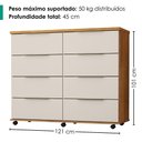 Ver imagem 3 de Comoda 8 Gavetas com Rodizios 121 cm Athenas Cedro Areia Rudk