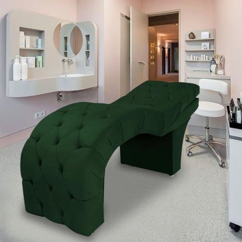 Maca Estética Estofada Reclinável Ergonômica Veludo Tati:verde