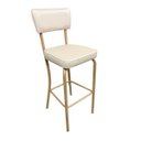Ver imagem 1 de Banqueta Olivia Altura para Bar e Cozinha Dourado Fosco com Assento Confortável Cor Off White Encost