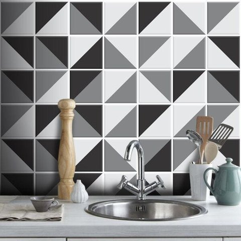 Adesivo Destacável Azulejo Retângulo Preto - 10 x 10cm - 90 unidades