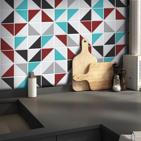Adesivo Destacável Azulejo Retângulo Vermelho - 10 x 10cm - 90 unidades