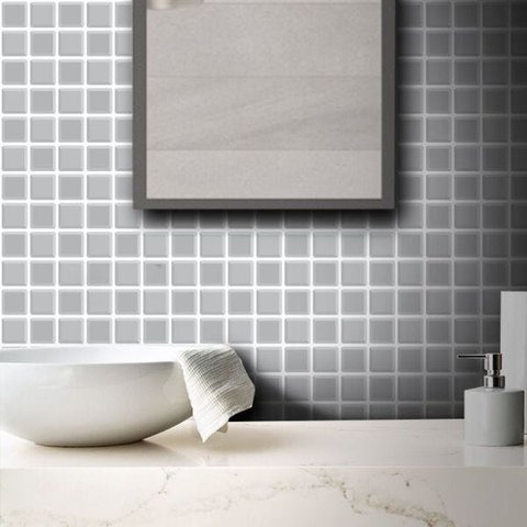 Papel de Parede Pastilha 3D - Várias Cores - Cinza