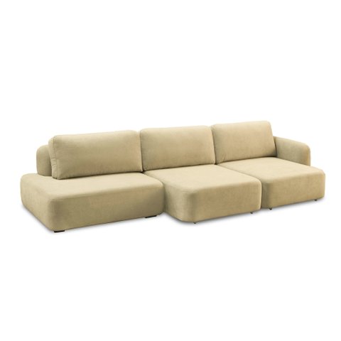 Sofá Decorativo Santiago 6 Lugares 372cm Sala de Estar Retrátil Modulado Bouclê Bege G89 - Gran Belo