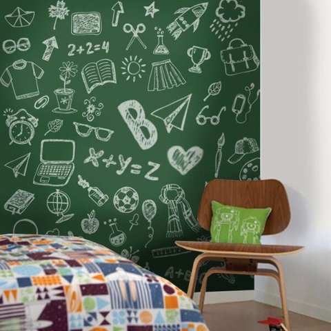 Papel de Parede Lousa Verde + 4 gizes - 0,50 x 2,50m