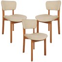 Ver imagem 2 de Kit 03 Cadeiras para Sala de Jantar Cozinha Living Estofada Dara L02 Linho Bege Escuro - Lyam Decor