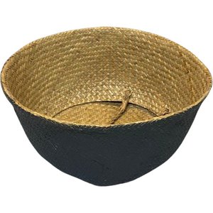 Cesta com Alça Decorativo em Palha 45cm Preto