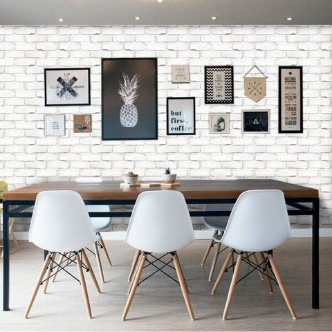 Papel de Parede Tijolo Rústico - Branco