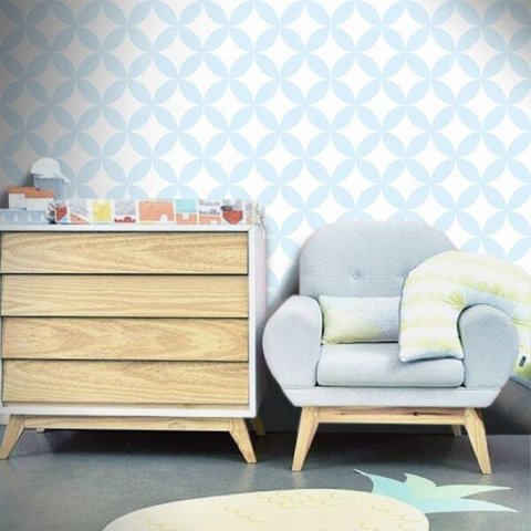 Papel de Parede Círculos Soft - Azul Claro