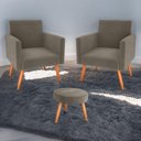 Ver imagem 1 de Conjunto Poltronas e Puff Anari Veludo Cappuccino