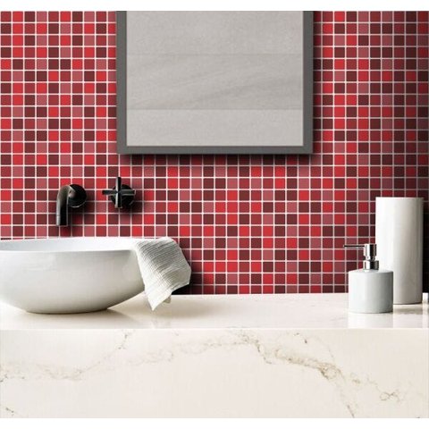 Papel de Parede Pastilha Clássica Mix - Várias Cores - Vermelho