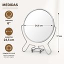 Ver imagem 5 de Espelho Dupla Face com Aumento Giratorio 17cm Mesa Bancada Redondo Maquiagem Barbear Banheiro Viagem