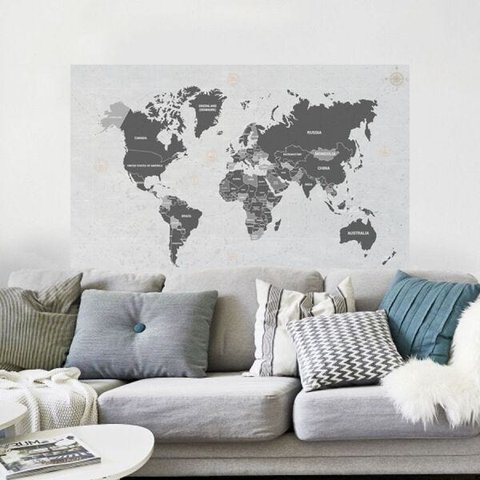 Painel Adesivo Mapa Mundi - 1,16 x 1,90m
