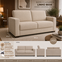 Ver imagem 3 de Sofá 3 Lugares Namoradeira Sala Estar Confortável Recepção Moderno Sofisticado Linho:Linho Bege