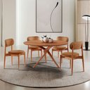 Ver imagem 1 de Conjunto Sala de Jantar Mesa Hope Tampo 120cm Redondo Laminado e 4 Cadeiras Hope Soft Marrom/Star PU