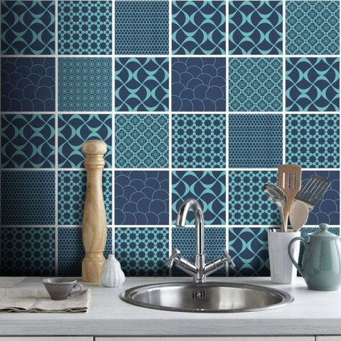 Adesivo Destacável Azulejo Turcos e Caicos - 10 x 10cm - 90 unidades