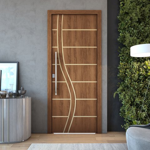 Kit 4 Portas de Madeira Frisada U.v 210cm X 80cm - R70ss:imbuia